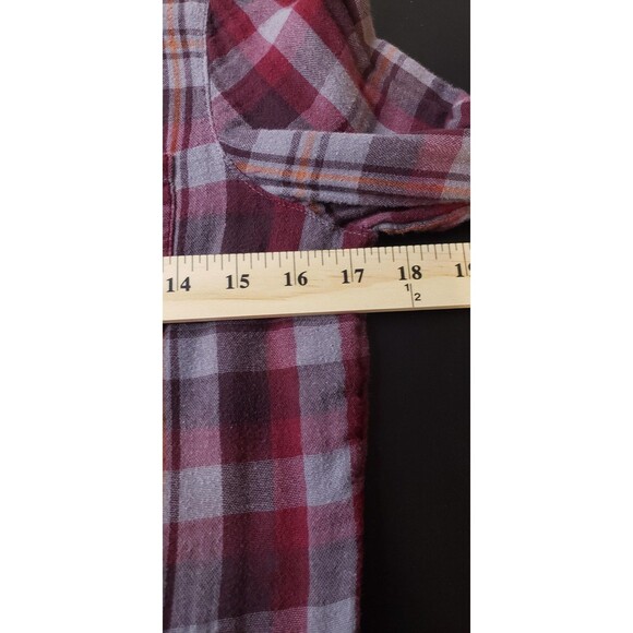 American Rag Shirt Womens Red Gray Plaid Button M Peplum Casual Back To School - Picture 9 of 11